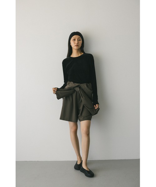 STYLEMIXER（スタイルミキサー）の「スタンドネックショートロンパース（つなぎ/オールインワン・レディース・ブラウン/ブラック・SMALL/MEDIUM）」の6枚目の写真