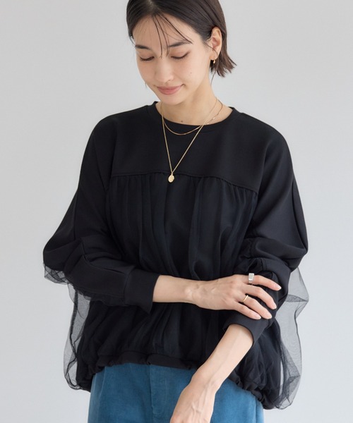 KATHARINE ROSS(キャサリンロス)の「【PILLINI/ピリーニ】パウンドチュールプルオーバー(Tシャツ/カットソー・レディース・ブラック/キャメル・FREE)」の2枚目の写真