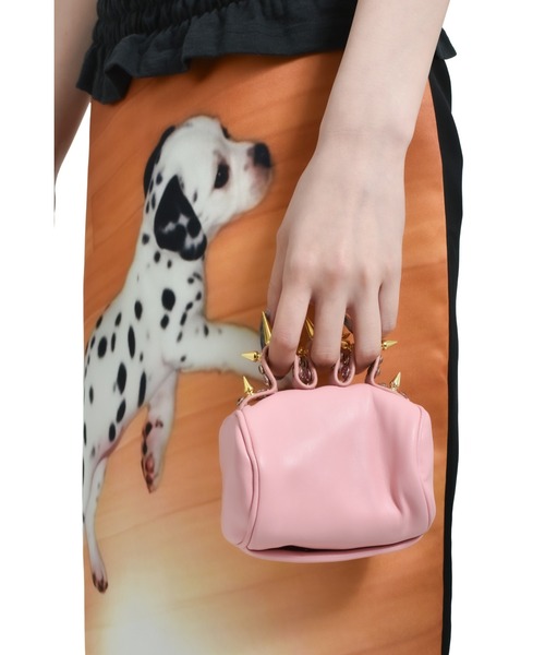 Nodress(ノードレス)の「NODRESS PINK RHINESTONE BRASS KNUCKLES LEATHER HANDBAG(ハンドバッグ・レディース・ピンク・OS)」の1枚目の写真