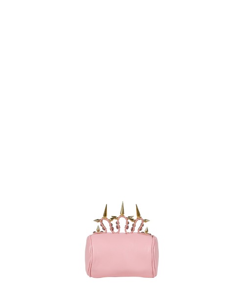 Nodress(ノードレス)の「NODRESS PINK RHINESTONE BRASS KNUCKLES LEATHER HANDBAG(ハンドバッグ・レディース・ピンク・OS)」の2枚目の写真