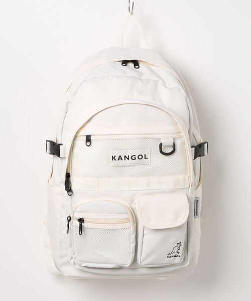 KANGOL（カンゴール）の「【 KANGOL / カンゴール 】 フラップ メッシュ ポケット バックパック（バックパック/リュック・メンズ・ブラック/オフホワイト/グレー・FREE）」の7枚目の写真