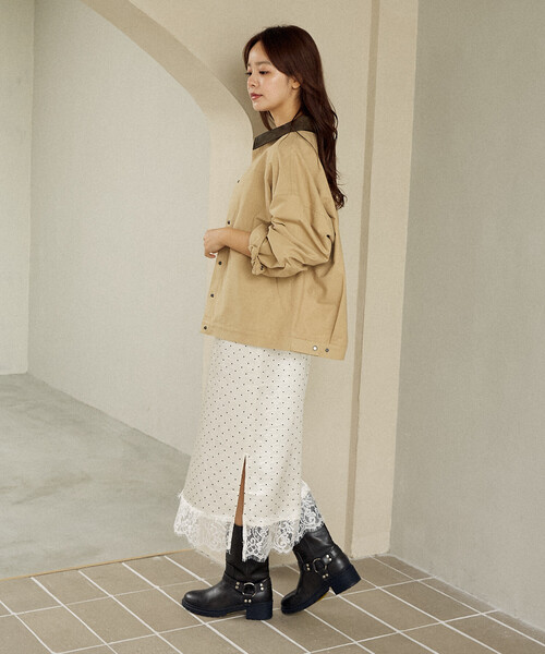 PUBLUX(パブリュクス)の「PUBLUX/パブリュクス レザレット 衿付き ライトアウター 限定展開(その他アウター・レディース・ブラウン/ベージュ・フリ-)」の11枚目の写真