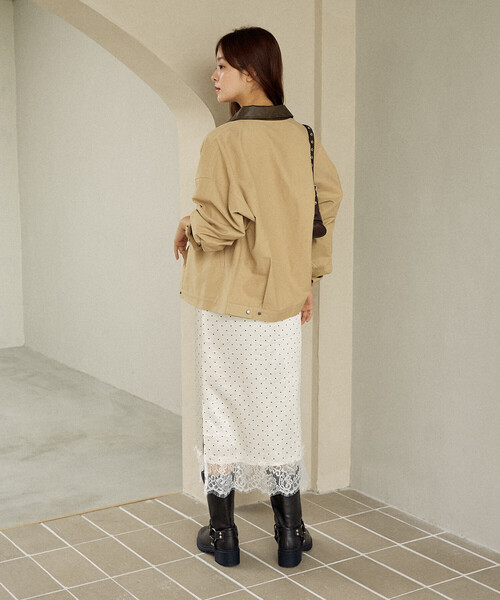 PUBLUX(パブリュクス)の「PUBLUX/パブリュクス レザレット 衿付き ライトアウター 限定展開(その他アウター・レディース・ブラウン/ベージュ・フリ-)」の12枚目の写真