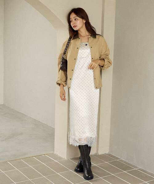 PUBLUX(パブリュクス)の「PUBLUX/パブリュクス レザレット 衿付き ライトアウター 限定展開(その他アウター・レディース・ブラウン/ベージュ・フリ-)」の13枚目の写真