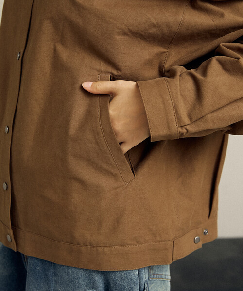 PUBLUX(パブリュクス)の「PUBLUX/パブリュクス レザレット 衿付き ライトアウター 限定展開(その他アウター・レディース・ブラウン/ベージュ・フリ-)」の20枚目の写真