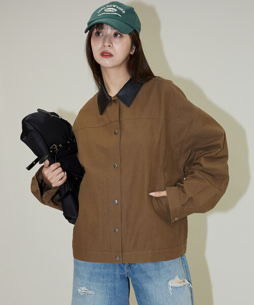 PUBLUX(パブリュクス)の「PUBLUX/パブリュクス レザレット 衿付き ライトアウター 限定展開(その他アウター・レディース・ブラウン/ベージュ・フリ-)」の22枚目の写真