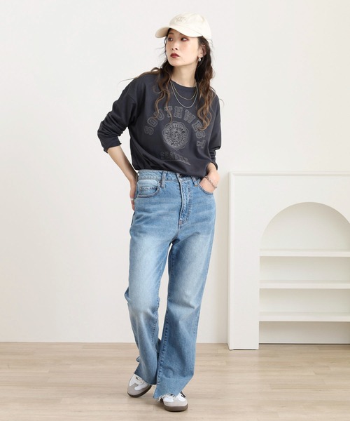 Quelle Chance(ケルシャンス)の「ステッチ刺繍 長袖Tシャツ(Tシャツ/カットソー・レディース・グリーン/オートミール/チャコールグレー・M/L)」の7枚目の写真