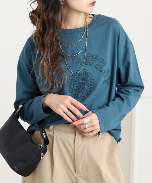 Quelle Chance(ケルシャンス)の「ステッチ刺繍 長袖Tシャツ(Tシャツ/カットソー・レディース・グリーン/オートミール/チャコールグレー・M/L)」の14枚目の写真