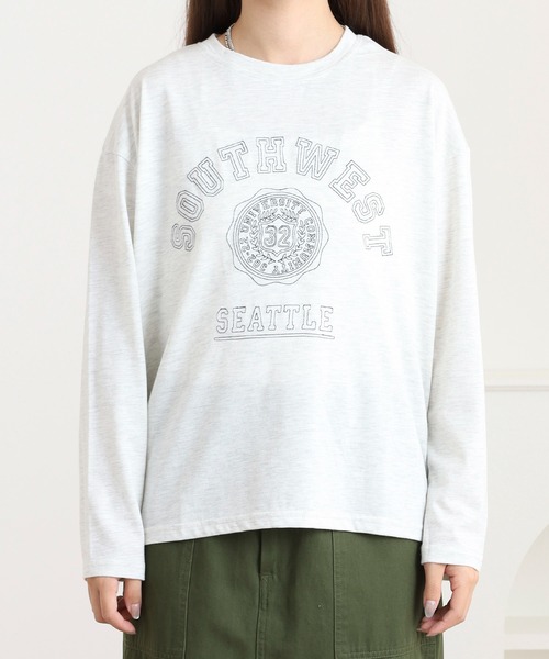 Quelle Chance(ケルシャンス)の「ステッチ刺繍 長袖Tシャツ(Tシャツ/カットソー・レディース・グリーン/オートミール/チャコールグレー・M/L)」の16枚目の写真