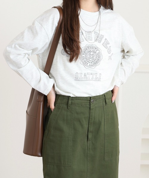 Quelle Chance(ケルシャンス)の「ステッチ刺繍 長袖Tシャツ(Tシャツ/カットソー・レディース・グリーン/オートミール/チャコールグレー・M/L)」の9枚目の写真
