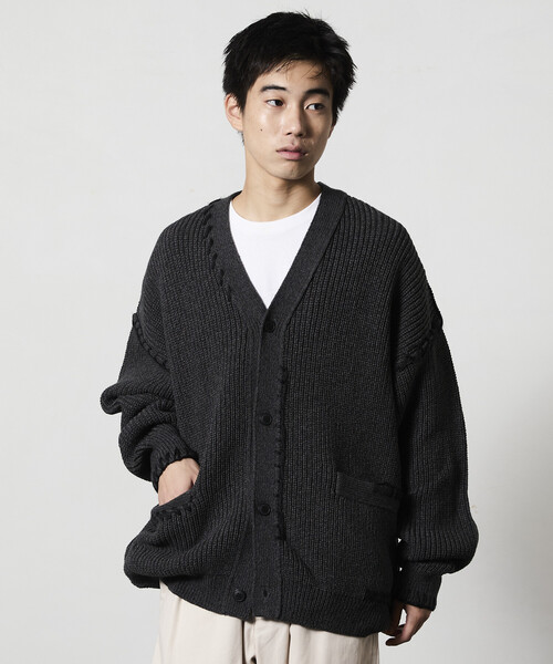 セール】限定展開 リラックスフィット ハンドステッチデザイン 畦編み