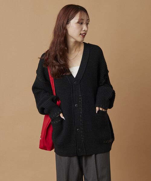 セール】限定展開 リラックスフィット ハンドステッチデザイン 畦編み