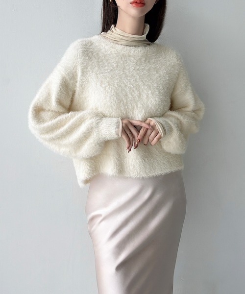 Meiru（メイル）の「シャギーバックリボンニット（ニット/セーター・レディース・チャコール/ブラック/アイボリー・MEDIUM/LARGE）」の20枚目の写真