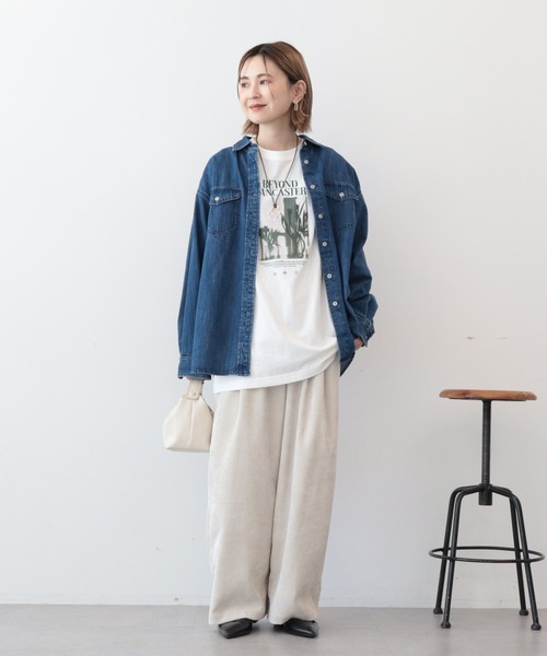 AMERICAN HOLIC(アメリカンホリック)の「コーデュロイワイドパンツ(その他パンツ・レディース・ネイビー/チャコールグレー/ブルー/アイボリー・S/M/L)」の13枚目の写真