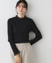 【洗える】オーガンジーフリルニット