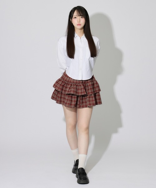 ALLuRing ChaRm(アリュリングチャーム)の「Check Tiered Mini Skirt / チェックティアードミニスカート(スカート・レディース・レッド/ブラック/ブラウン・FREE)」の16枚目の写真
