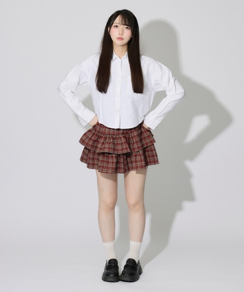 ALLuRing ChaRm(アリュリングチャーム)の「Check Tiered Mini Skirt / チェックティアードミニスカート(スカート・レディース・レッド/ブラック/ブラウン・FREE)」の17枚目の写真
