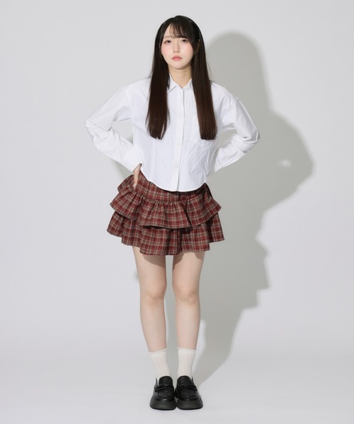 ALLuRing ChaRm(アリュリングチャーム)の「Check Tiered Mini Skirt / チェックティアードミニスカート(スカート・レディース・レッド/ブラック/ブラウン・FREE)」の7枚目の写真