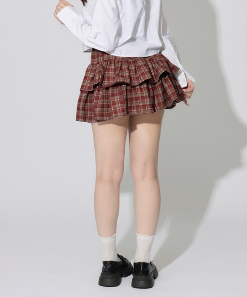 ALLuRing ChaRm(アリュリングチャーム)の「Check Tiered Mini Skirt / チェックティアードミニスカート(スカート・レディース・レッド/ブラック/ブラウン・FREE)」の14枚目の写真