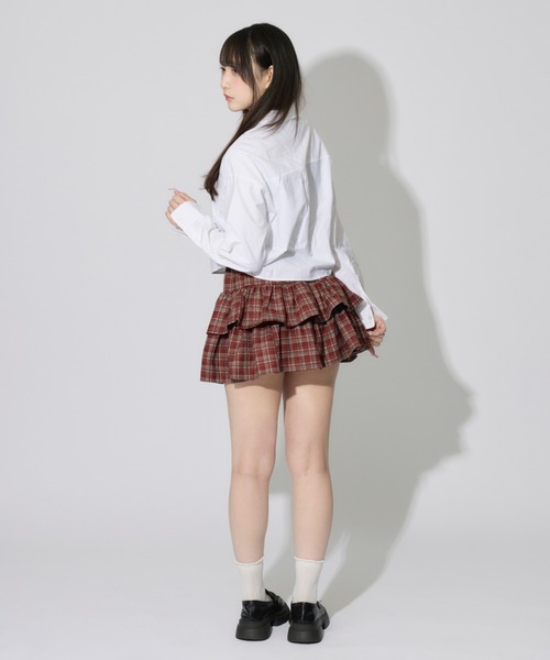 ALLuRing ChaRm(アリュリングチャーム)の「Check Tiered Mini Skirt / チェックティアードミニスカート(スカート・レディース・レッド/ブラック/ブラウン・FREE)」の8枚目の写真