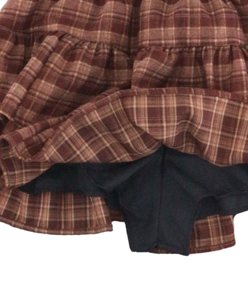 ALLuRing ChaRm(アリュリングチャーム)の「Check Tiered Mini Skirt / チェックティアードミニスカート(スカート・レディース・レッド/ブラック/ブラウン・FREE)」の4枚目の写真