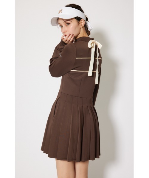 【RIENDA GOLF】バックリボンRNDロゴカットワンピース 秋服 冬服 RIENDA GOLF】バックリボンRNDロゴカットワンピース 秋服 冬服