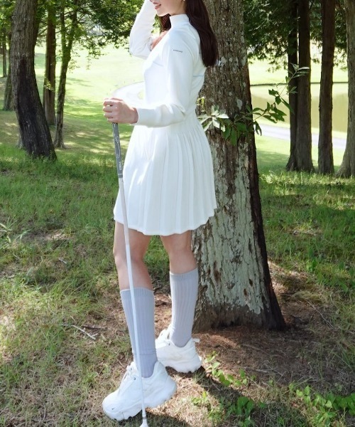 RIENDA GOLF】バックリボンRNDロゴカットワンピース 秋服 冬服