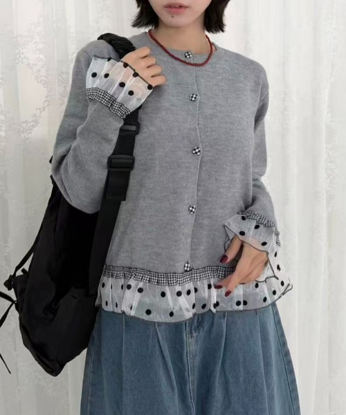dot×gingham cardigan（カーディガン/ボレロ）｜mebole（メボレ）の