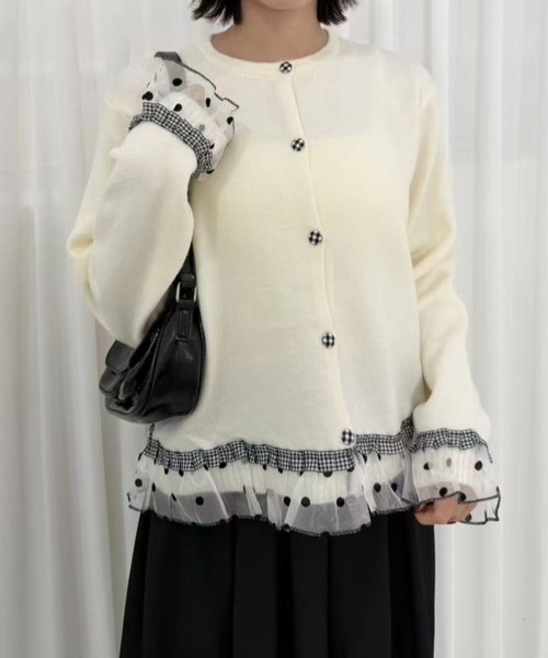 dot×gingham cardigan（カーディガン/ボレロ）｜mebole（メボレ）の