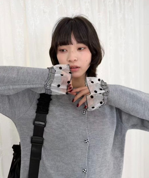 mebole(メボレ)の「dot×gingham cardigan(カーディガン/ボレロ・レディース・グレー/チャコール/アイボリー・FREE)」の22枚目の写真