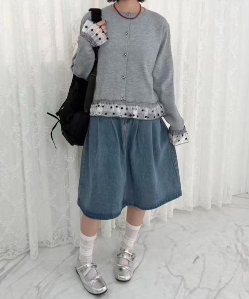 mebole(メボレ)の「dot×gingham cardigan(カーディガン/ボレロ・レディース・グレー/チャコール/アイボリー・FREE)」の20枚目の写真