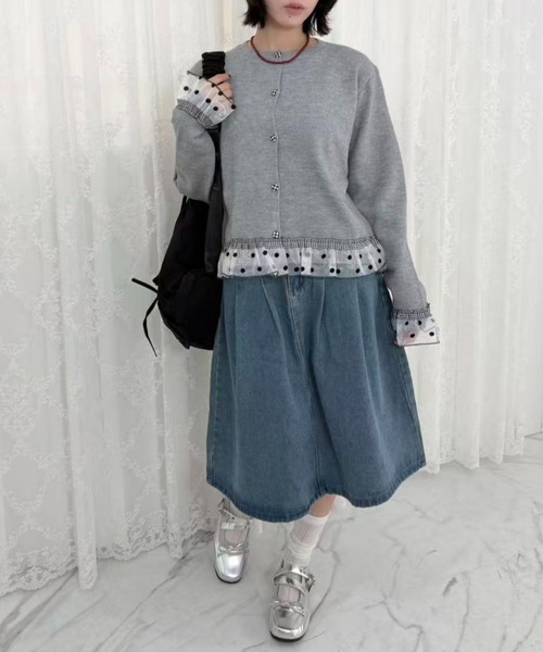 mebole(メボレ)の「dot×gingham cardigan(カーディガン/ボレロ・レディース・グレー/チャコール/アイボリー・FREE)」の19枚目の写真