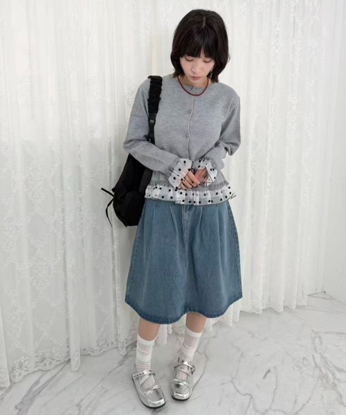 mebole(メボレ)の「dot×gingham cardigan(カーディガン/ボレロ・レディース・グレー/チャコール/アイボリー・FREE)」の18枚目の写真