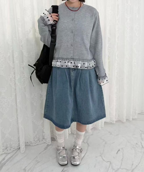 mebole(メボレ)の「dot×gingham cardigan(カーディガン/ボレロ・レディース・グレー/チャコール/アイボリー・FREE)」の17枚目の写真