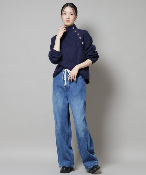 NANO universe（ナノユニバース）の「釦ディティールニットプルオーバー（ニット/セーター・レディース・グレー/ベージュ/ネイビー・FREE）」の22枚目の写真