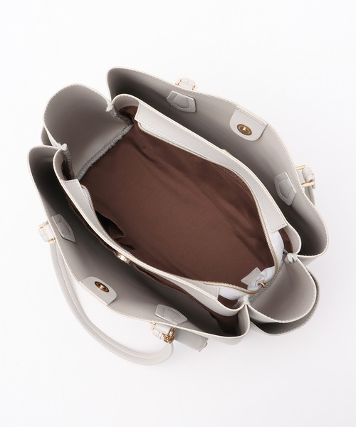 Honeys（ハニーズ）の「ポーチ付軽量Ａ４トート（トートバッグ・レディース・ブラック/グレイッシュベージュ/ライトグレー/ブラウン・FREE）」の10枚目の写真