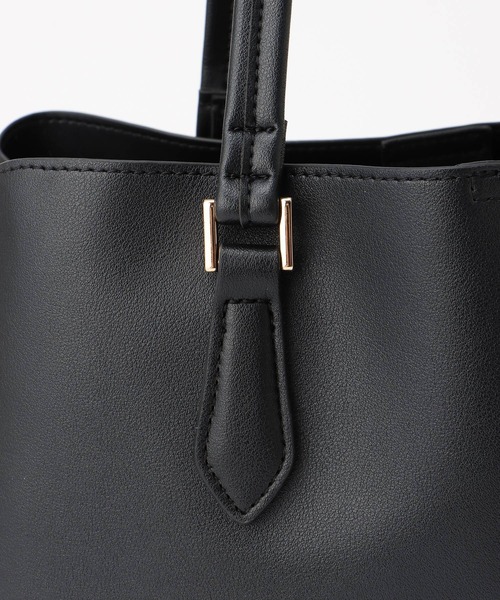 Honeys（ハニーズ）の「ポーチ付軽量Ａ４トート（トートバッグ・レディース・ブラック/グレイッシュベージュ/ライトグレー/ブラウン・FREE）」の6枚目の写真