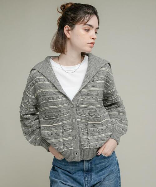 URBAN RESEARCH Sonny Label(アーバンリサーチサニーレーベル)の「ボーダーアソート柄編みニット(ニット/セーター・レディース・オフホワイト/グレー/ネイビー・FREE)」の5枚目の写真