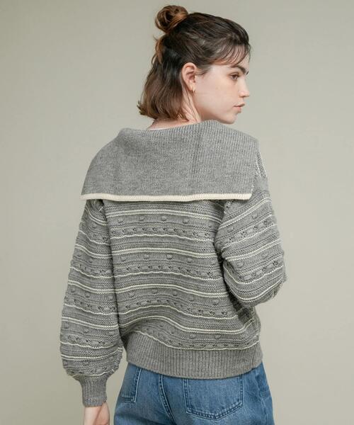 URBAN RESEARCH Sonny Label(アーバンリサーチサニーレーベル)の「ボーダーアソート柄編みニット(ニット/セーター・レディース・オフホワイト/グレー/ネイビー・FREE)」の7枚目の写真