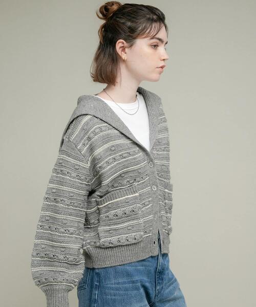 URBAN RESEARCH Sonny Label(アーバンリサーチサニーレーベル)の「ボーダーアソート柄編みニット(ニット/セーター・レディース・オフホワイト/グレー/ネイビー・FREE)」の8枚目の写真