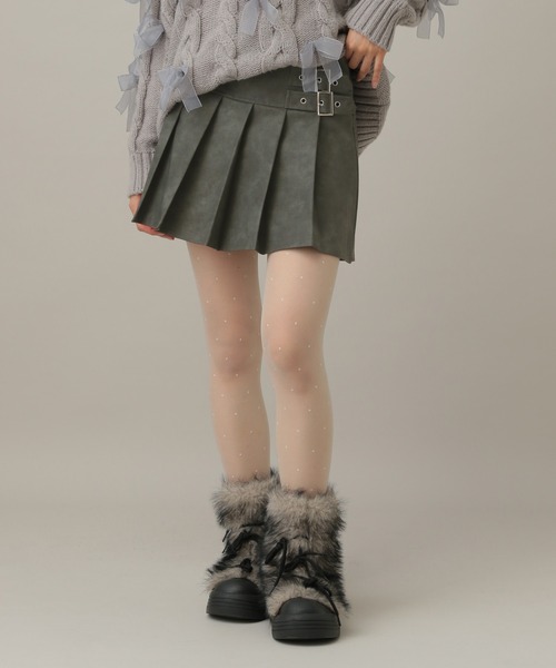 3.3 Field Trip （3.3フィールドトリップ）の「3.3 Field Trip／ヴィンテージライクフェイクレザーミニスカート（スカート・レディース・チャコールグレー/ブラウン・MEDIUM/SMALL）」の12枚目の写真