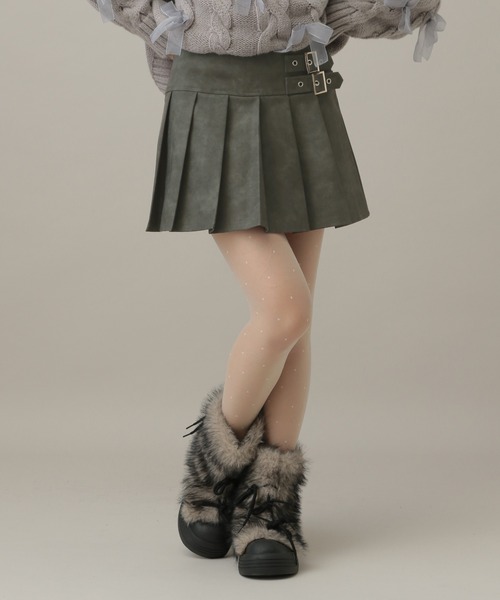 3.3 Field Trip （3.3フィールドトリップ）の「3.3 Field Trip／ヴィンテージライクフェイクレザーミニスカート（スカート・レディース・チャコールグレー/ブラウン・MEDIUM/SMALL）」の13枚目の写真