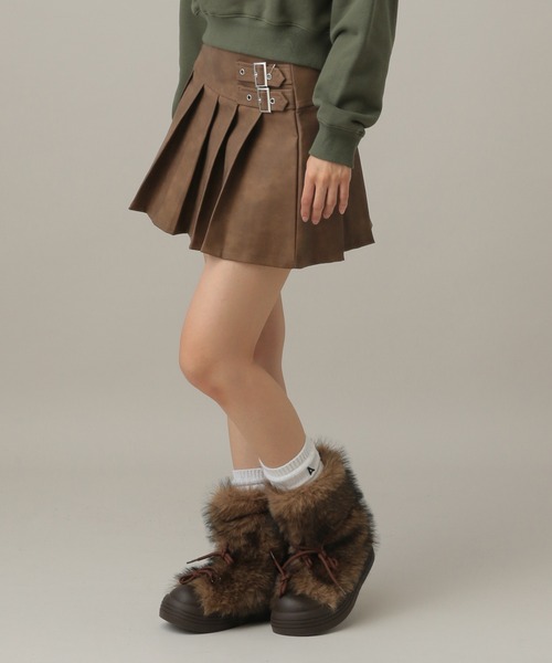 3.3 Field Trip （3.3フィールドトリップ）の「3.3 Field Trip／ヴィンテージライクフェイクレザーミニスカート（スカート・レディース・チャコールグレー/ブラウン・MEDIUM/SMALL）」の19枚目の写真