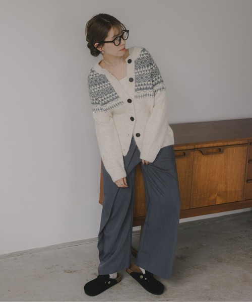 210nouve（トゥージュヌーブ）の「ノルディック柄 カーディガン（カーディガン/ボレロ・レディース・ネイビー/ホワイト/バーガンディー・FREE）」の13枚目の写真
