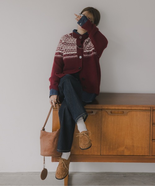 210nouve（トゥージュヌーブ）の「ノルディック柄 カーディガン（カーディガン/ボレロ・レディース・ネイビー/ホワイト/バーガンディー・FREE）」の20枚目の写真