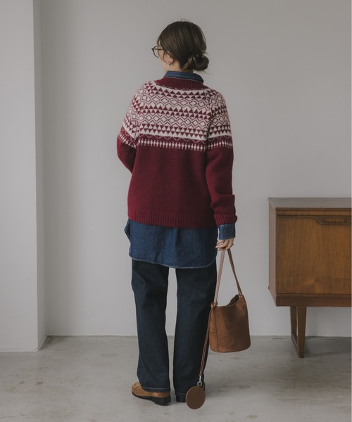 210nouve（トゥージュヌーブ）の「ノルディック柄 カーディガン（カーディガン/ボレロ・レディース・ネイビー/ホワイト/バーガンディー・FREE）」の21枚目の写真