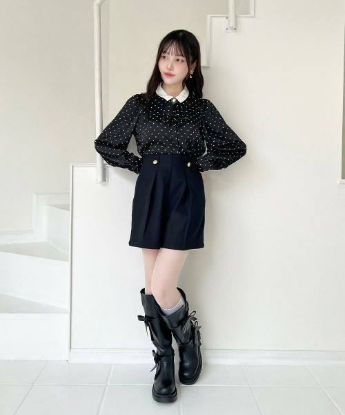 an another angelus（アンアナザーアンジェラス）の「ブローチ付きドットブラウス/fint フィント（シャツ/ブラウス・レディース・ブラック×ホワイト/ホワイト×ブラック・FREE）」の7枚目の写真