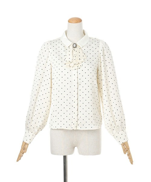 an another angelus（アンアナザーアンジェラス）の「ブローチ付きドットブラウス/fint フィント（シャツ/ブラウス・レディース・ブラック×ホワイト/ホワイト×ブラック・FREE）」の10枚目の写真
