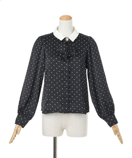 an another angelus（アンアナザーアンジェラス）の「ブローチ付きドットブラウス/fint フィント（シャツ/ブラウス・レディース・ブラック×ホワイト/ホワイト×ブラック・FREE）」の11枚目の写真
