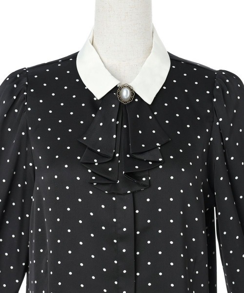 an another angelus（アンアナザーアンジェラス）の「ブローチ付きドットブラウス/fint フィント（シャツ/ブラウス・レディース・ブラック×ホワイト/ホワイト×ブラック・FREE）」の14枚目の写真